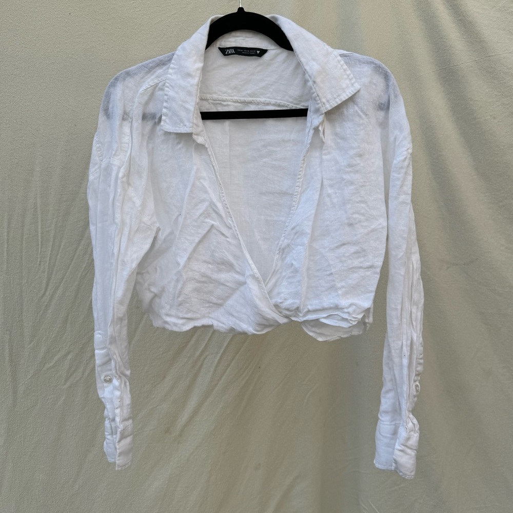 Zara Linen Wrap Blouse
